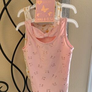 Emma & Elsa Pink and White Tank Tops